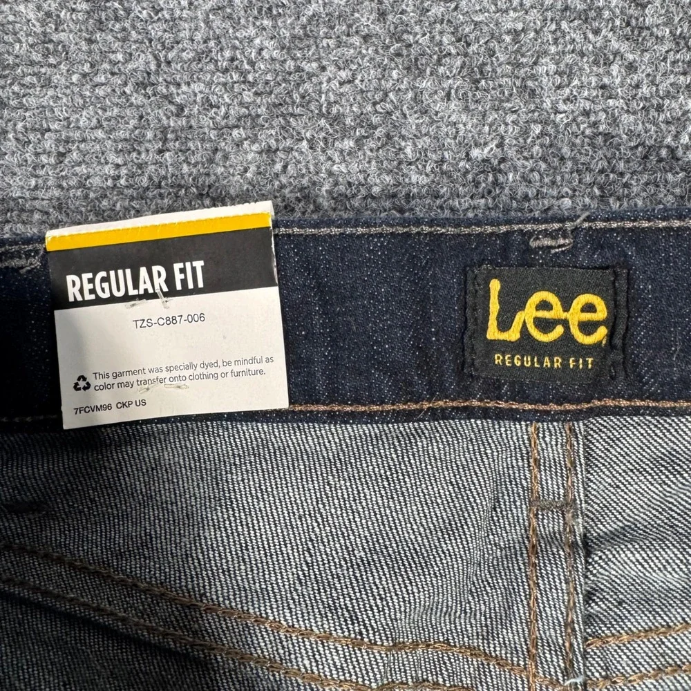 Lee Mens Regular Fit Straight Leg Jeans Dark Wash Comfort Stretch 36x32 TZS-C887